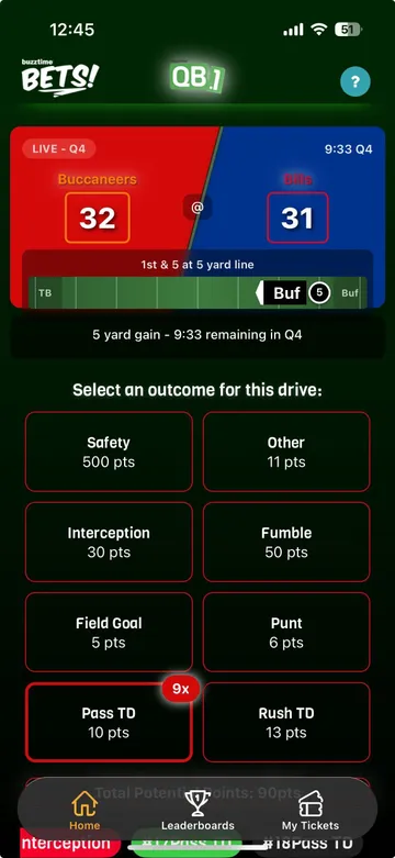 Buzztime Bets! App Screenshot